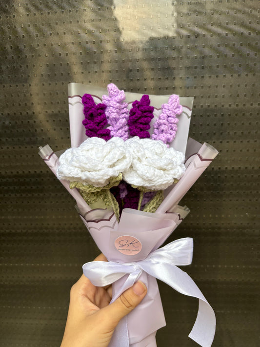 Crochet roses lavender bouquet